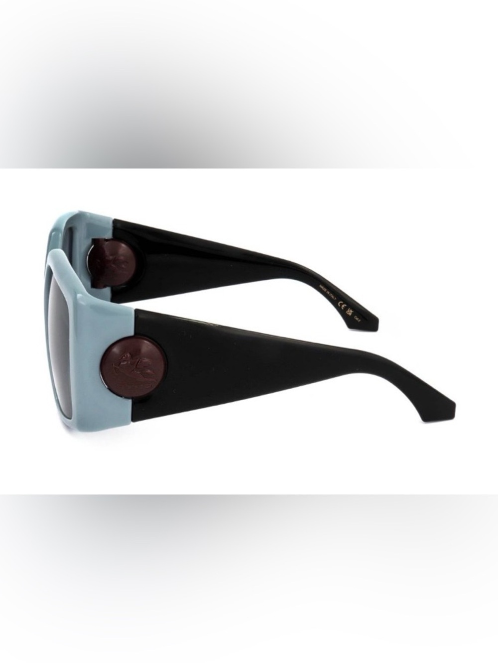 Etro Oversized Square Sunglasses in Light Blue & Black with Dark Gray Lenses - Picture 2 of 7